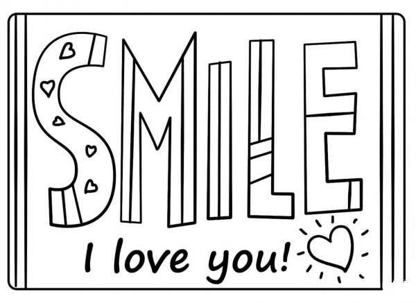 Smile I Love You – Encouraging Note coloring page image