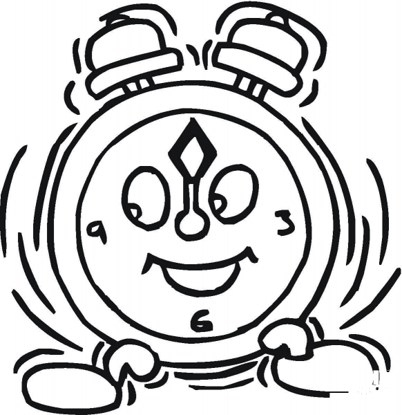 Smiling Alarm clock  coloring page image