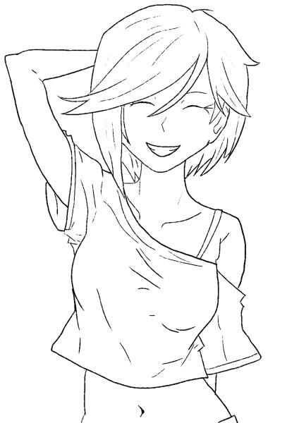 Smiling Anime Girl coloring page image