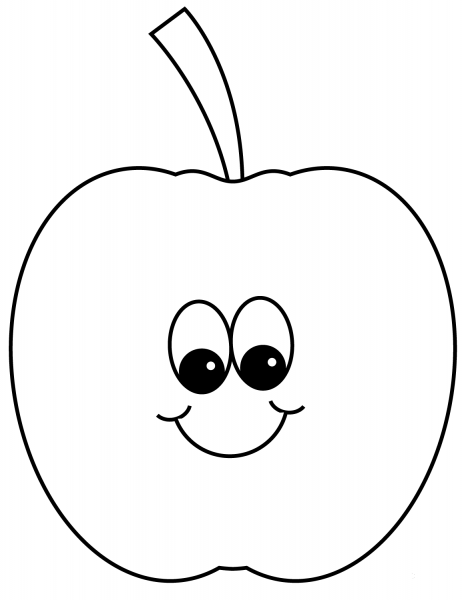 Smiling Apple  coloring page image