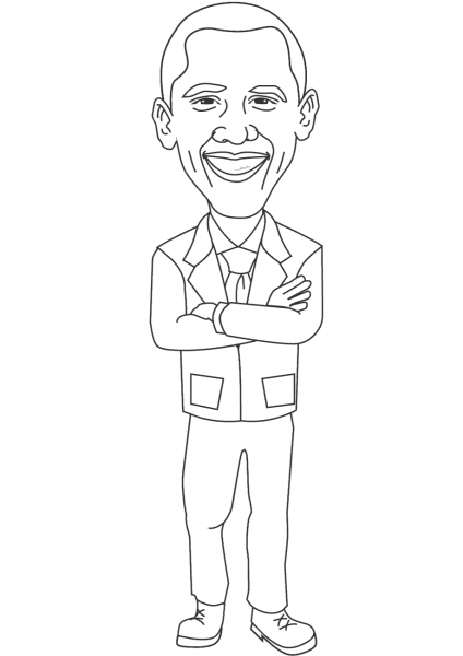 Smiling Barack Obama  coloring page image