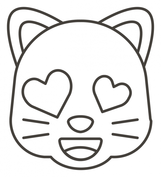 Smiling Cat Face with Heart Eyes coloring page image