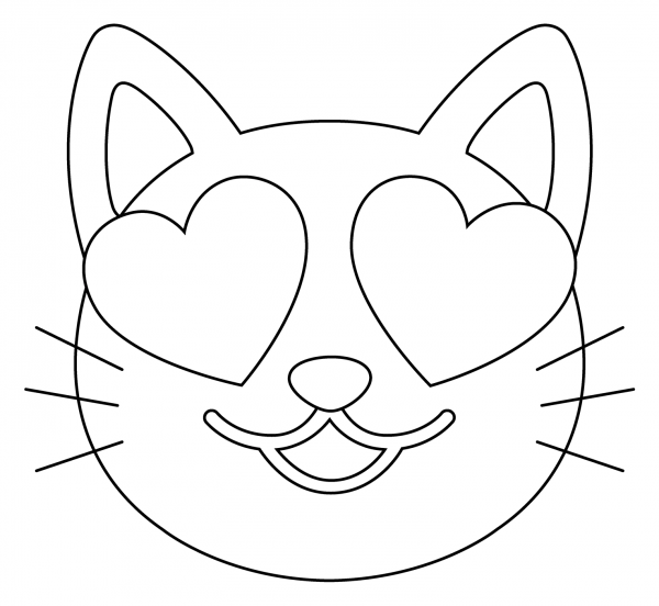 Smiling Cat with Heart Eyes Emoji coloring page image