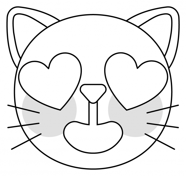 Smiling Cat with Heart Eyes Emoji coloring page image