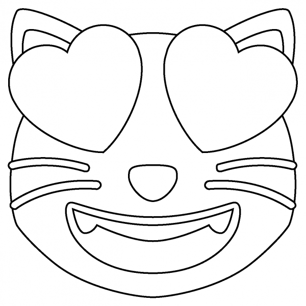 Smiling Cat with Heart Eyes Emoji coloring page image