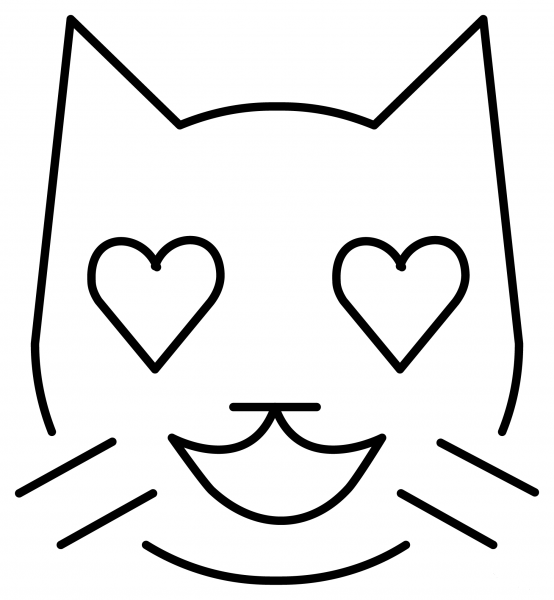 Smiling Cat with Heart Eyes Emoji coloring page image