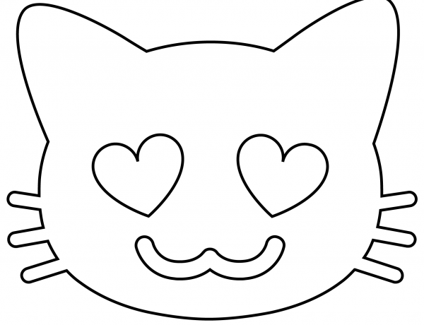 Smiling Cat with Heart Eyes Emoji coloring page image