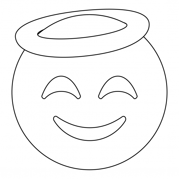 Smiling Face with Halo coloring page image