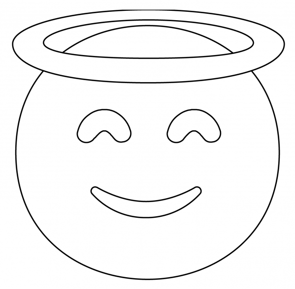 Smiling Face with Halo Emoji coloring page image