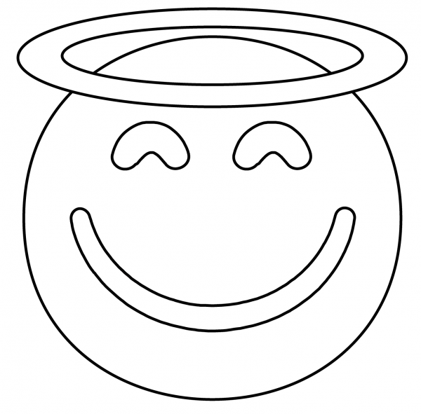 Smiling Face with Halo Emoji coloring page image