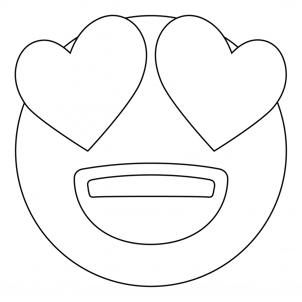 Smiling Face with Heart Eyes coloring page image