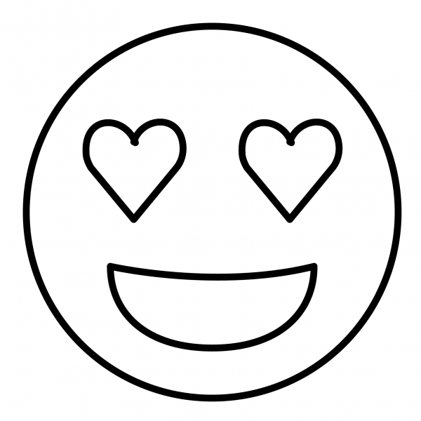 Smiling Face with Heart Eyes Emoji coloring page image