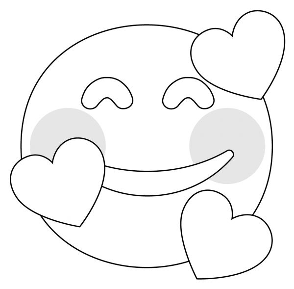 Smiling Face with Hearts Emoji coloring page image