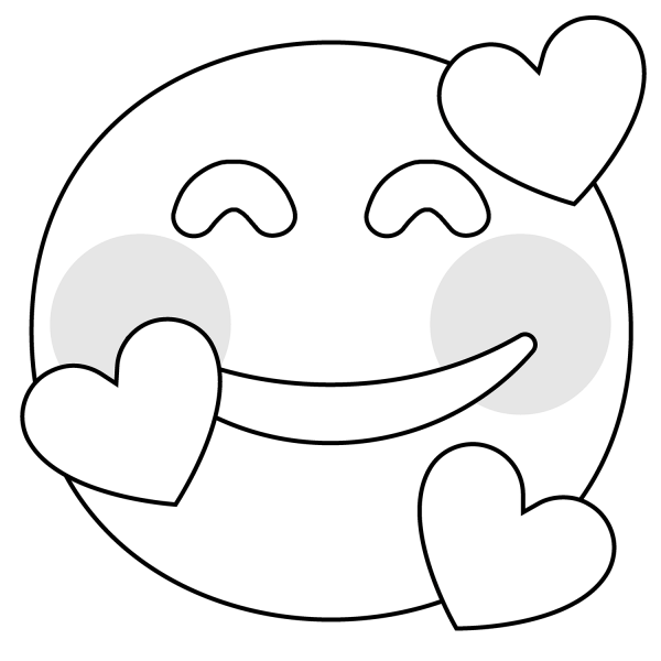 Smiling Face with Hearts Emoji coloring page image