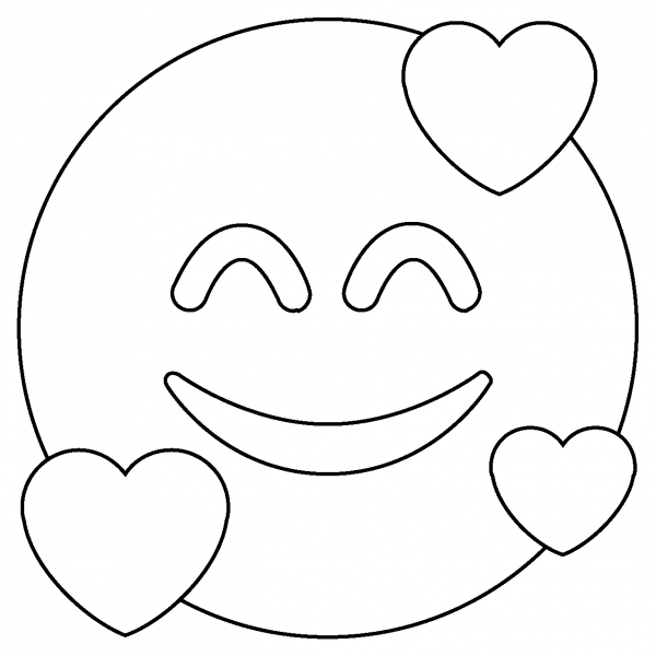 Smiling Face with Hearts Emoji coloring page image