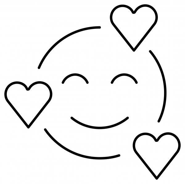Smiling Face with Hearts Emoji coloring page image