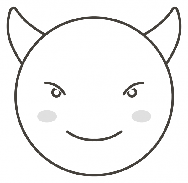Smiling Face with Horns coloring page image