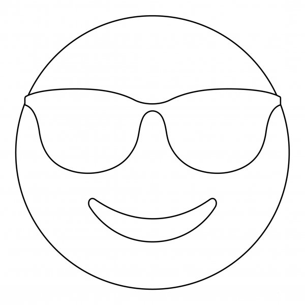 Smiling Face with Sunglasses coloring page image