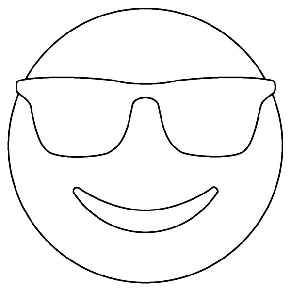 Smiling Face with Sunglasses Emoji coloring page image