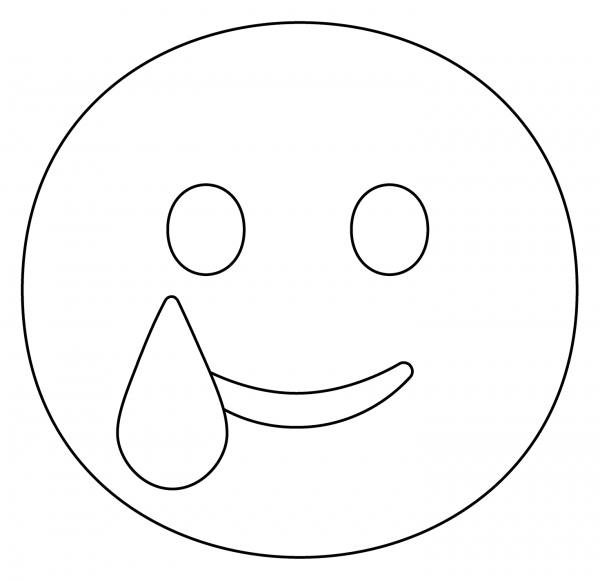 Smiling Face with Tear Emoji coloring page image