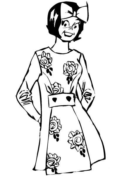 Smiling Girl coloring page image
