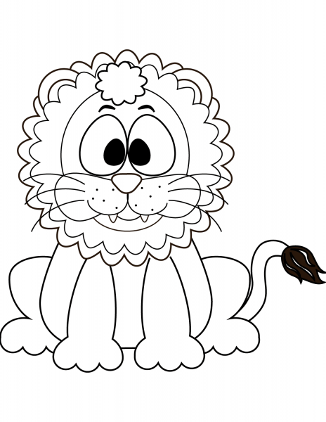 Smiling Lion coloring page image