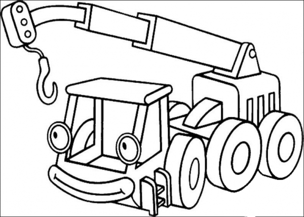 Smiling Lofty Lifting Crane coloring page image