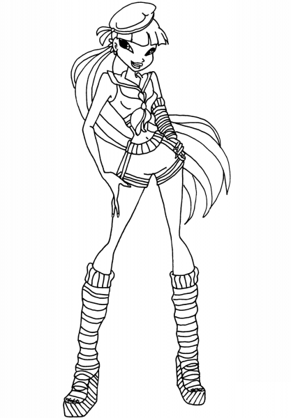 Smiling Musa  coloring page image