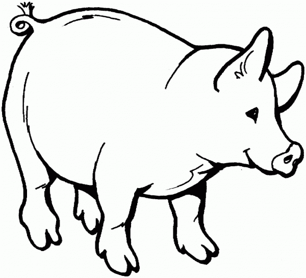 Smiling Pig coloring page image