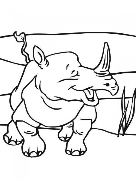 Smiling Rhino coloring page image