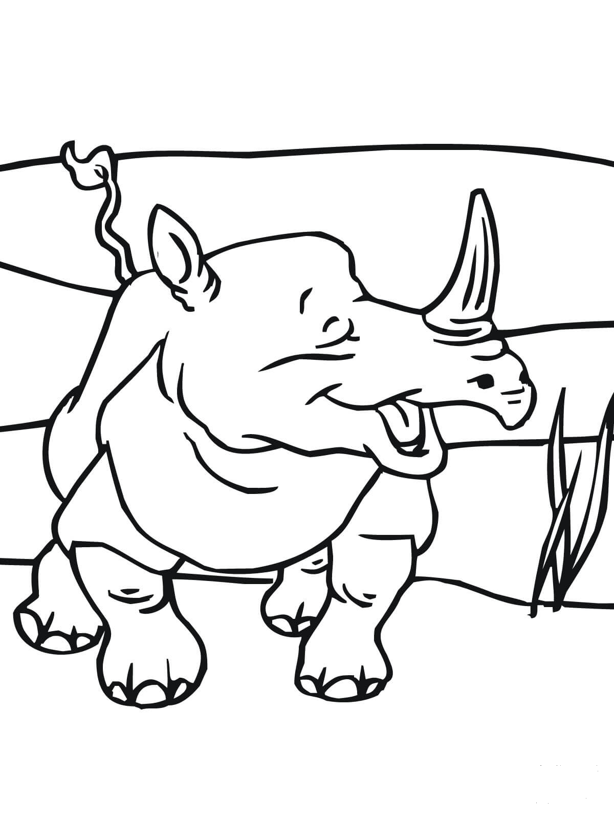 Smiling Rhino coloring page - ColouringPages