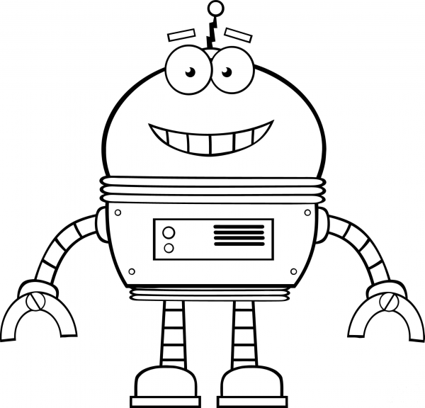 Smiling Robot coloring page image