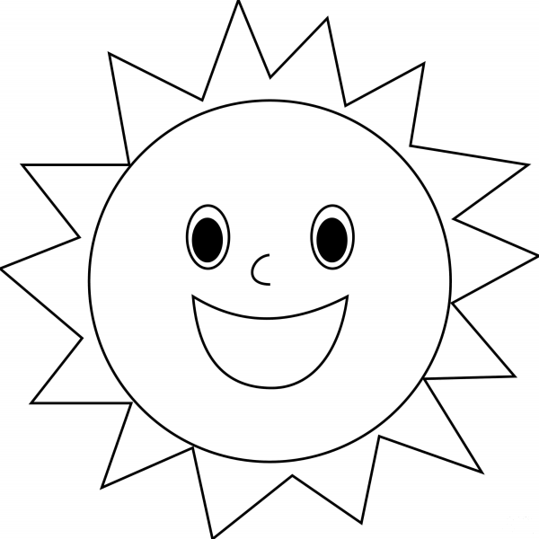 Smiling Sun coloring page image