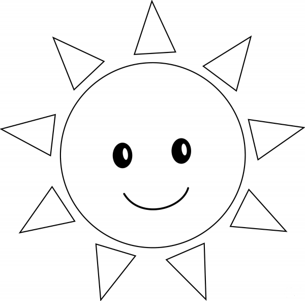 Smiling Sun coloring page image