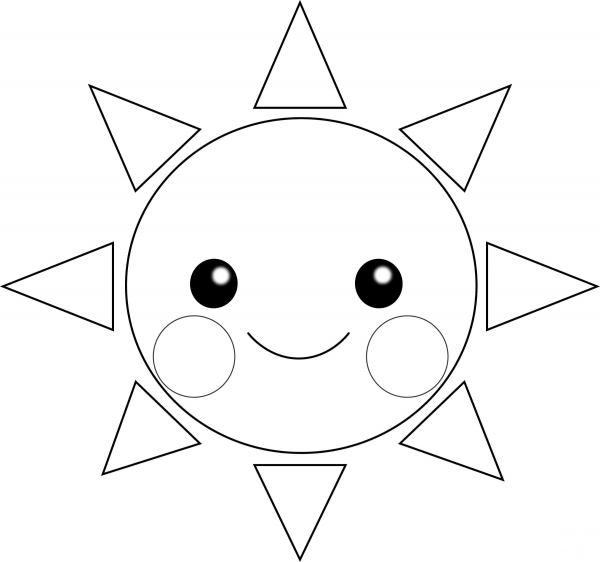 Smiling Sun coloring page image