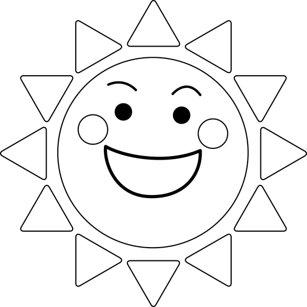 Smiling Sun coloring page image
