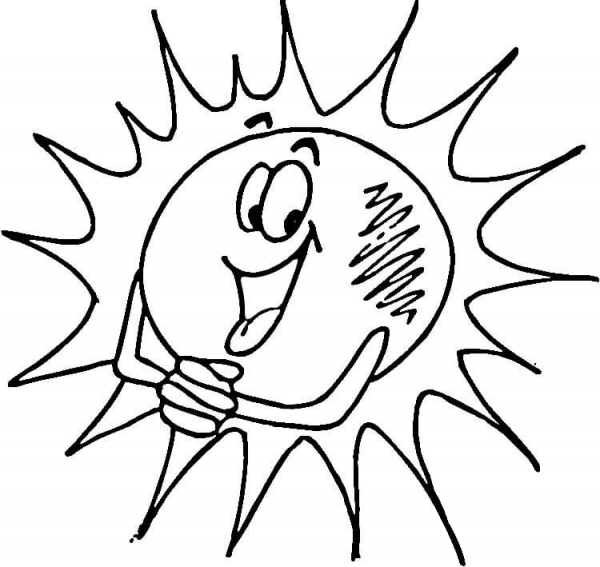 Smiling Sun coloring page image