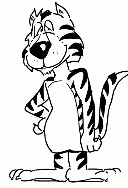 Smiling Tiger coloring page image