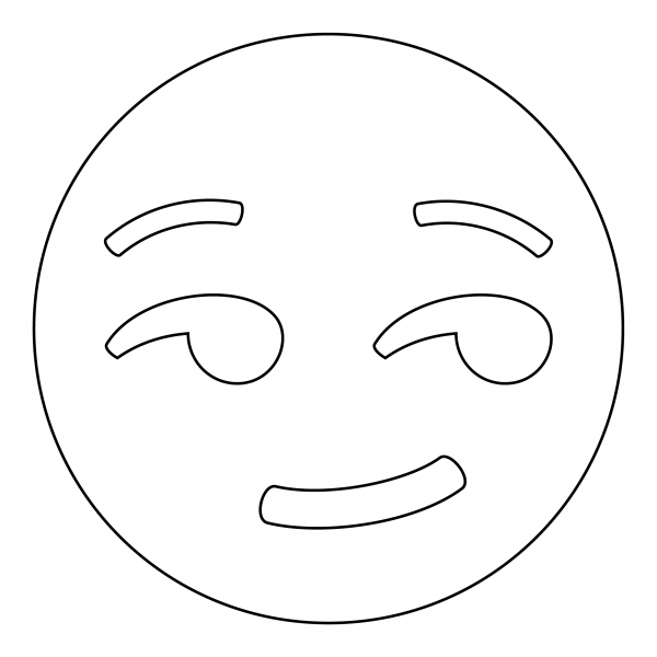 Smirking Face coloring page image