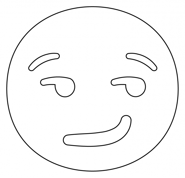 Smirking Face Emoji coloring page image