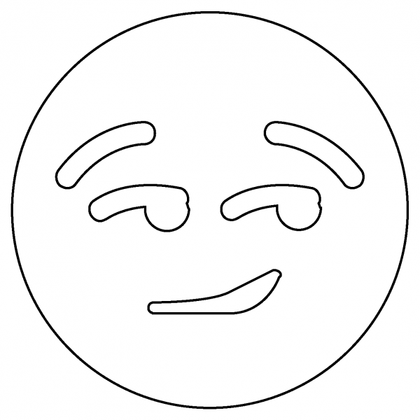 Smirking Face Emoji coloring page image