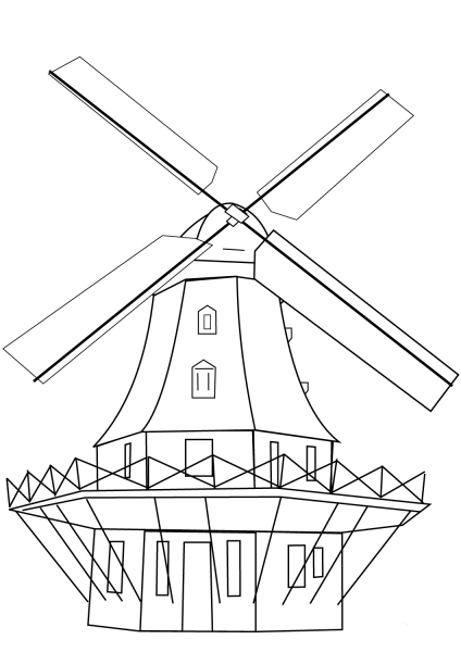 Smock Mill coloring page image