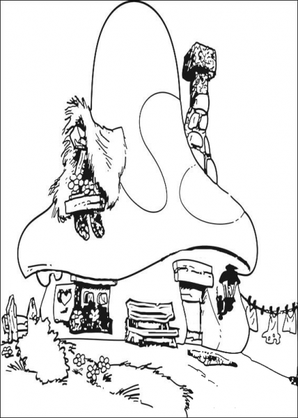 Smurf’s House  coloring page image