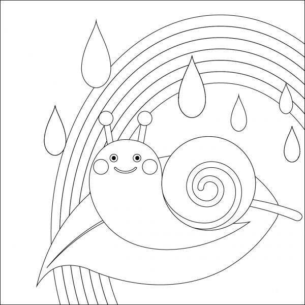 Snail and Rainbow coloring page image
