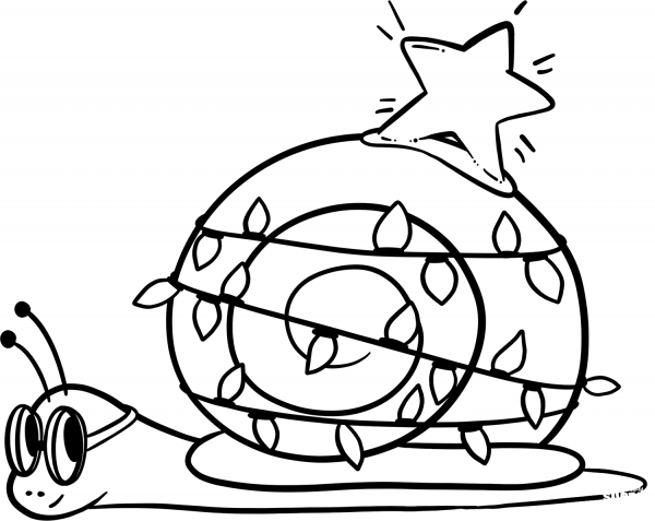 Snail with Christmas Lights coloring page image