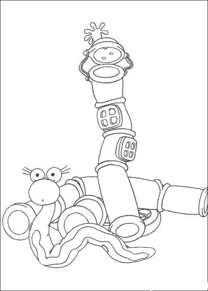 Snake And Its House  coloring page image