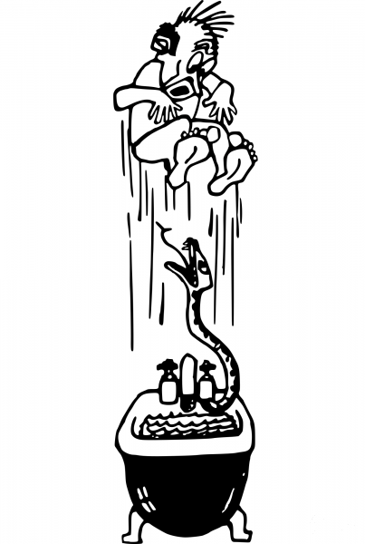 Snake in a Tub coloring page image