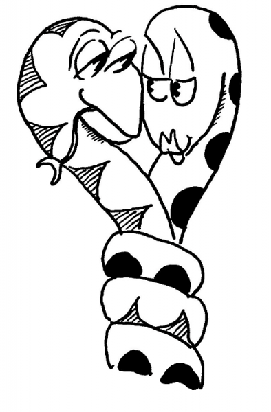 Snakes Are In Love coloring page image