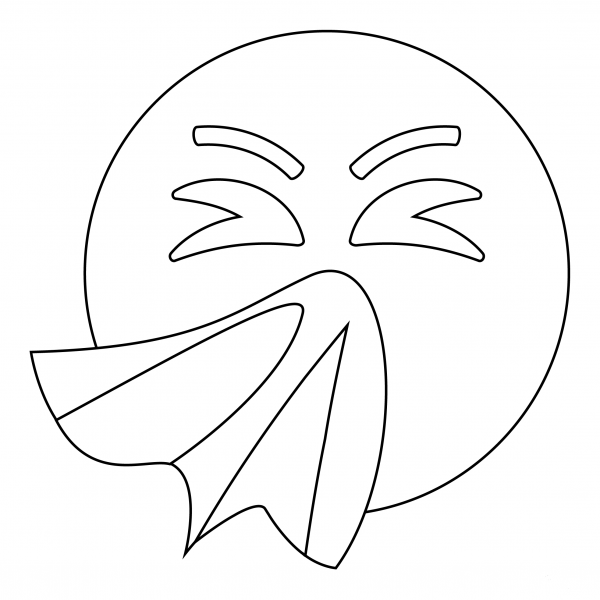 Sneezing Face coloring page image