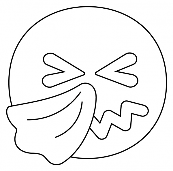 Sneezing Face Emoji coloring page image